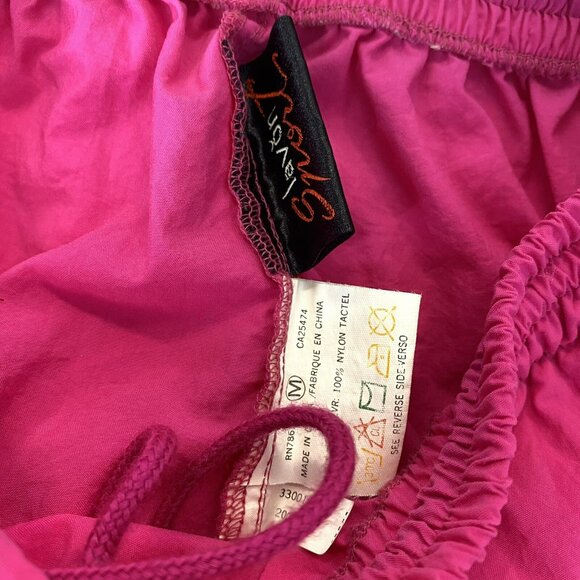 Vintage 80s Shorts Mens Medium Neon Pink Nylon Pull On Elastic Waist Pockets - Picture 3 of 3